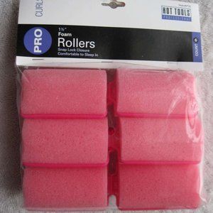 6 Hot Tools 1 1/2" Foam Rollers Hair Curlers Snap Lock Closure Sleep In Pro Curl
